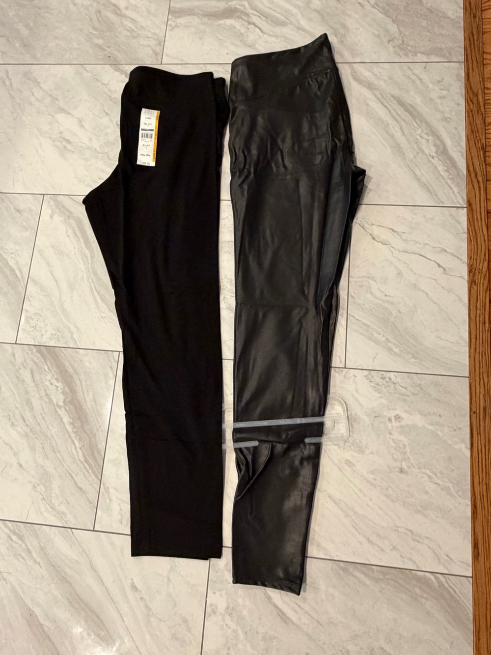 Black Faux Leather Leggings + Black Ponte Leggings - Pair Women's NWT